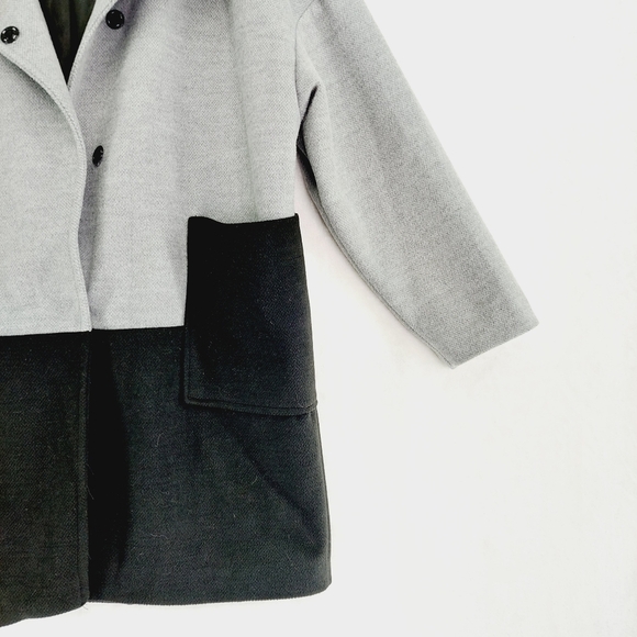 Suzy D Gray Black Color Block Snap Long Sleeve Winter Coat  Z72 - Picture 4 of 8